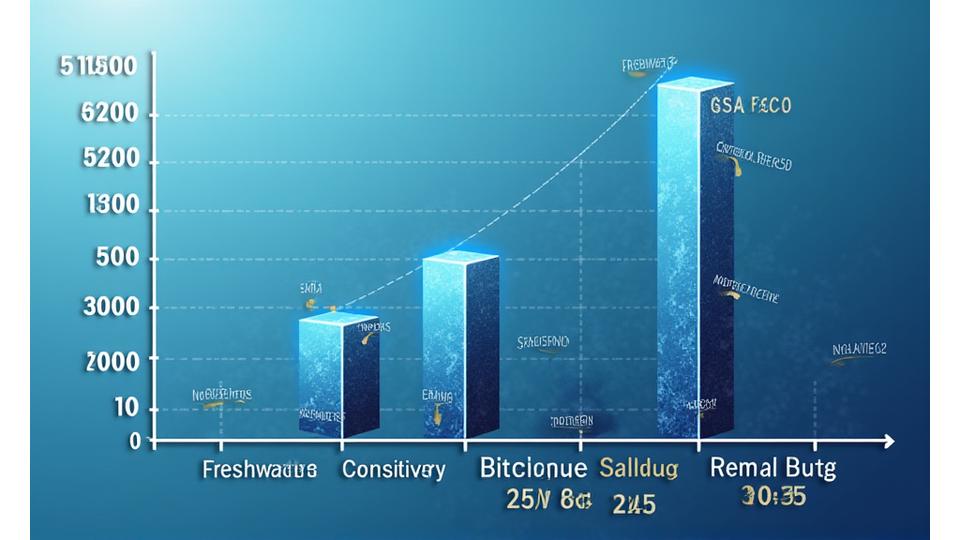 淡水と海水での釣具の性能特性を表すグラフ。軽量化、感度、強度、耐久性などのパラメータが異なる環境でどのように最適化されているかを示す棒グラフまたはレーダーチャート。