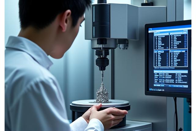 三次元測定機でリール部品を検査する熟練技術者